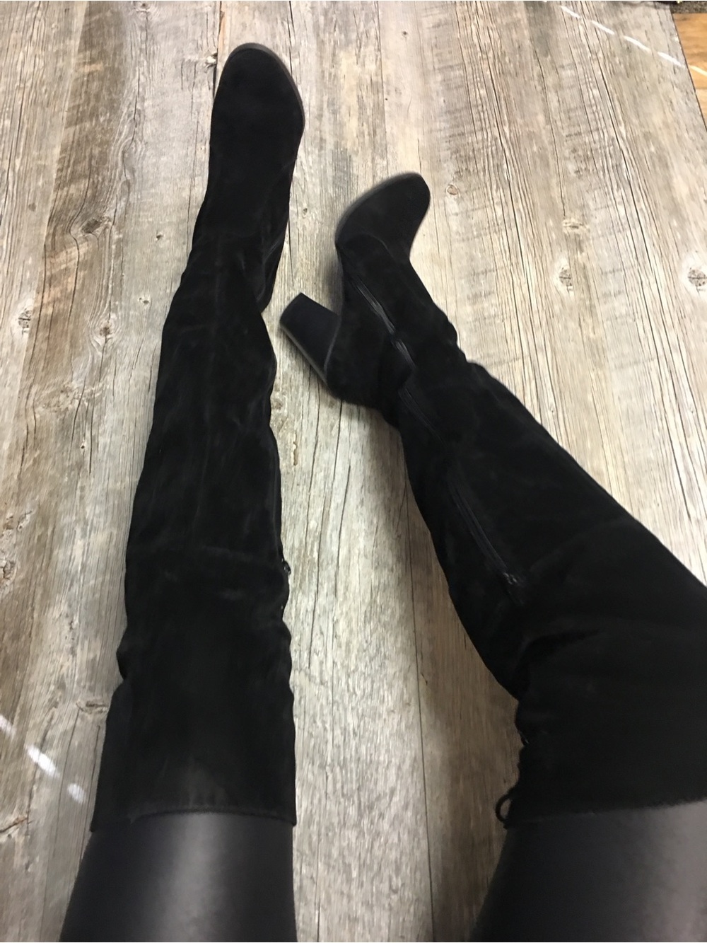 Black Over-the-Knee Women's Suede Boots